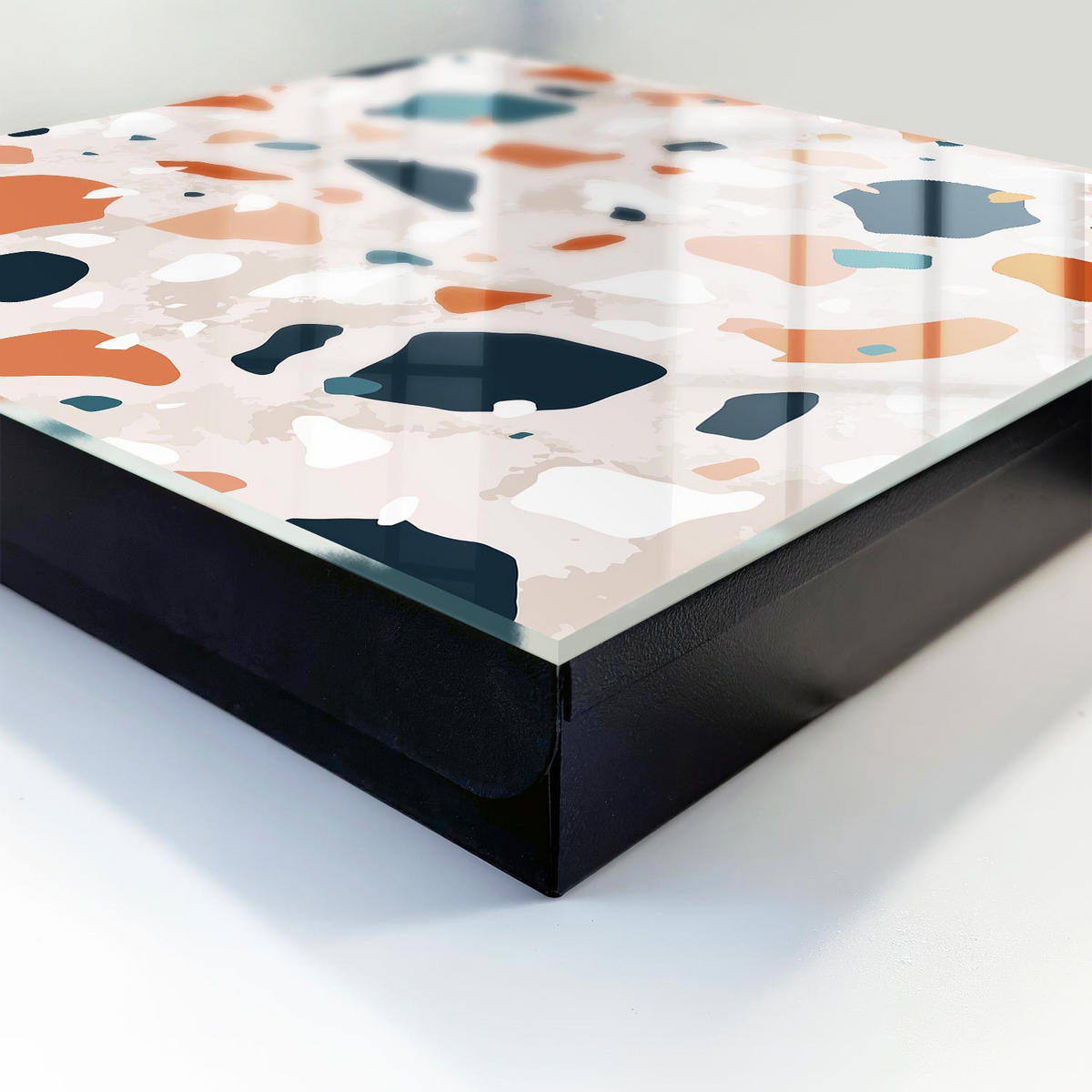 SCHLÜSSELBOX Schwarz 30x30 cm- Türöffnung nach rechts - Farbenfrohes Chaos - Orange, Metall (30/30/5cm) - TULUP