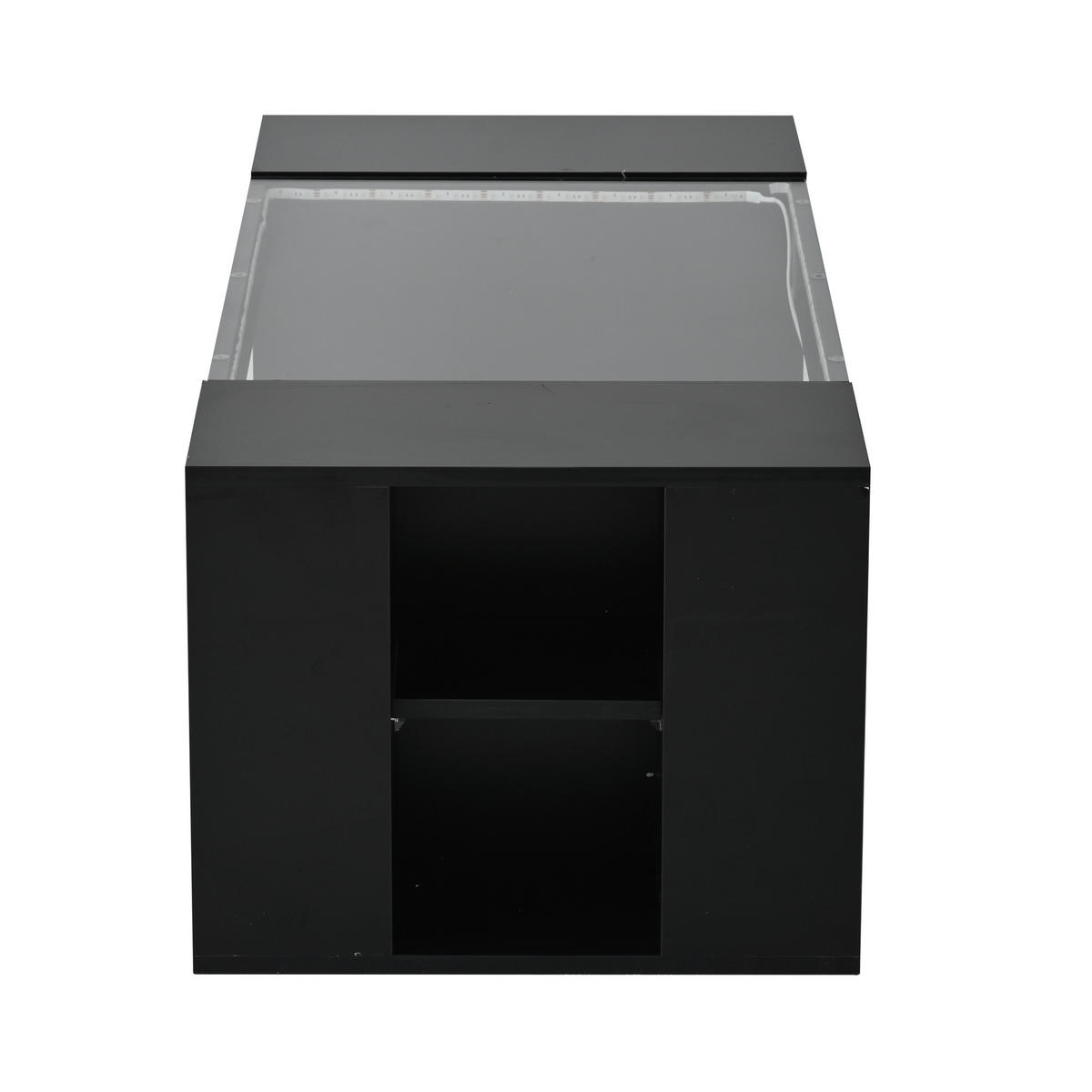 COUCHTISCH in Schwarz Kaffeetisch mit Tischplatte aus gehärtetem Glas und LED für Wohnzimmer, B100/T50/H40cm - Schwarz, Glas/Holzwerkstoff (50/100/40cm) - STILVORA