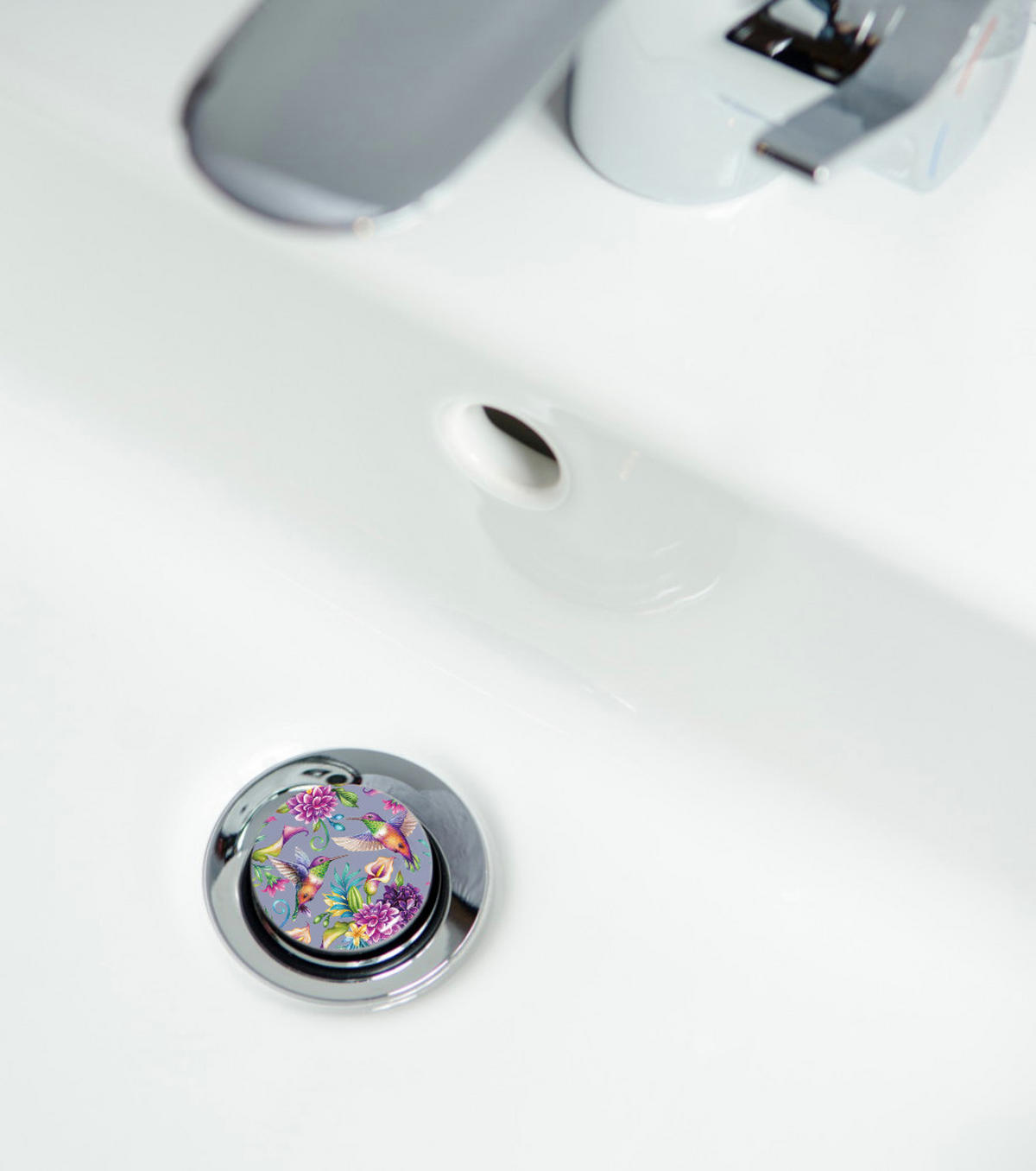 WASCHBECKENSTÖPSEL Kolibri - Violett, Kunststoff/Metall (4/7/7cm) - Sanilo