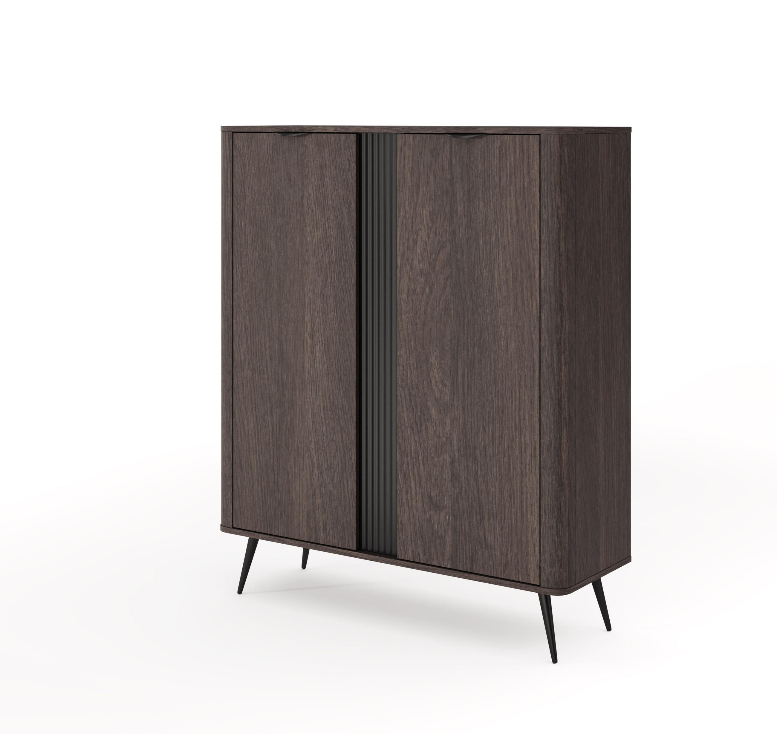 Bettso Highboard Eiche, Schwarz 113x134x38 cm