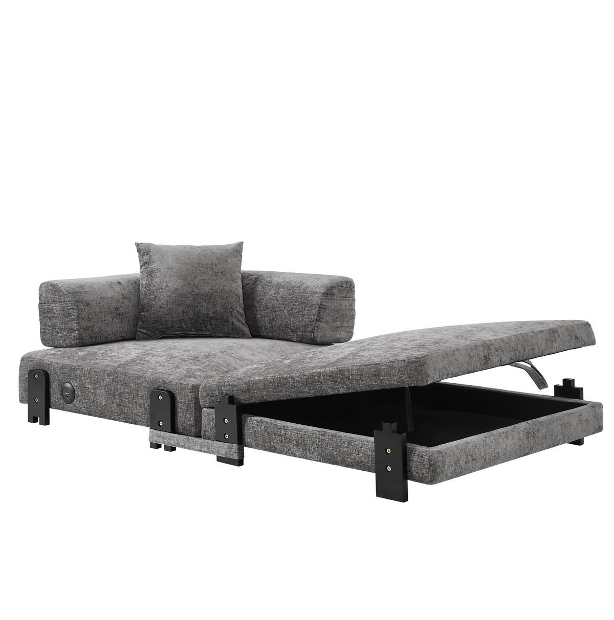 SOFA 2-in-1 mit Schlaffunktion Stoff Dark Grey - Dunkelgrau, Textil (170.5/48/84cm) - Meubliv