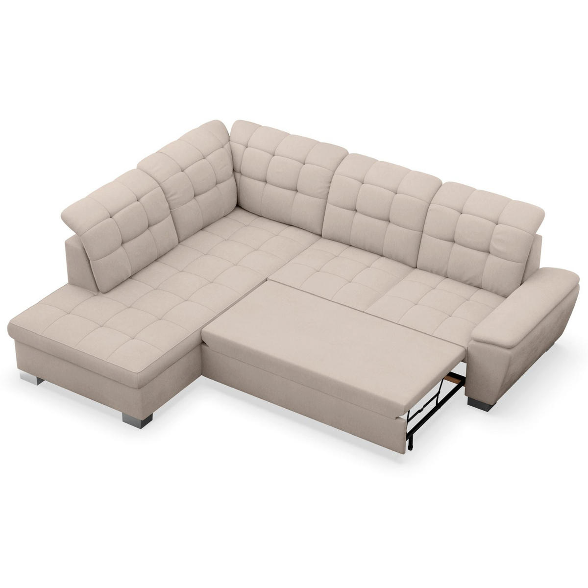 ECKSOFA Jamaal Beige linksseitig - Beige/Schwarz, Textil (258/212cm) - Selsey