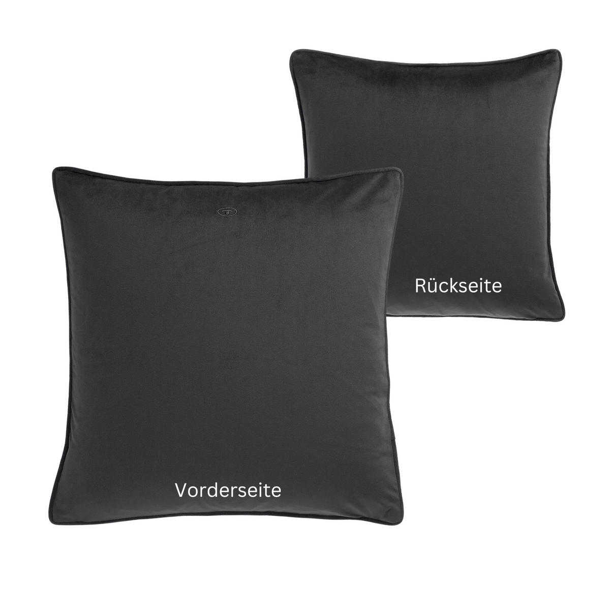 ZIERKISSENHÜLLE VELVET SIGNATURE - Anthrazit, Textil (45/45cm) - Tom Tailor