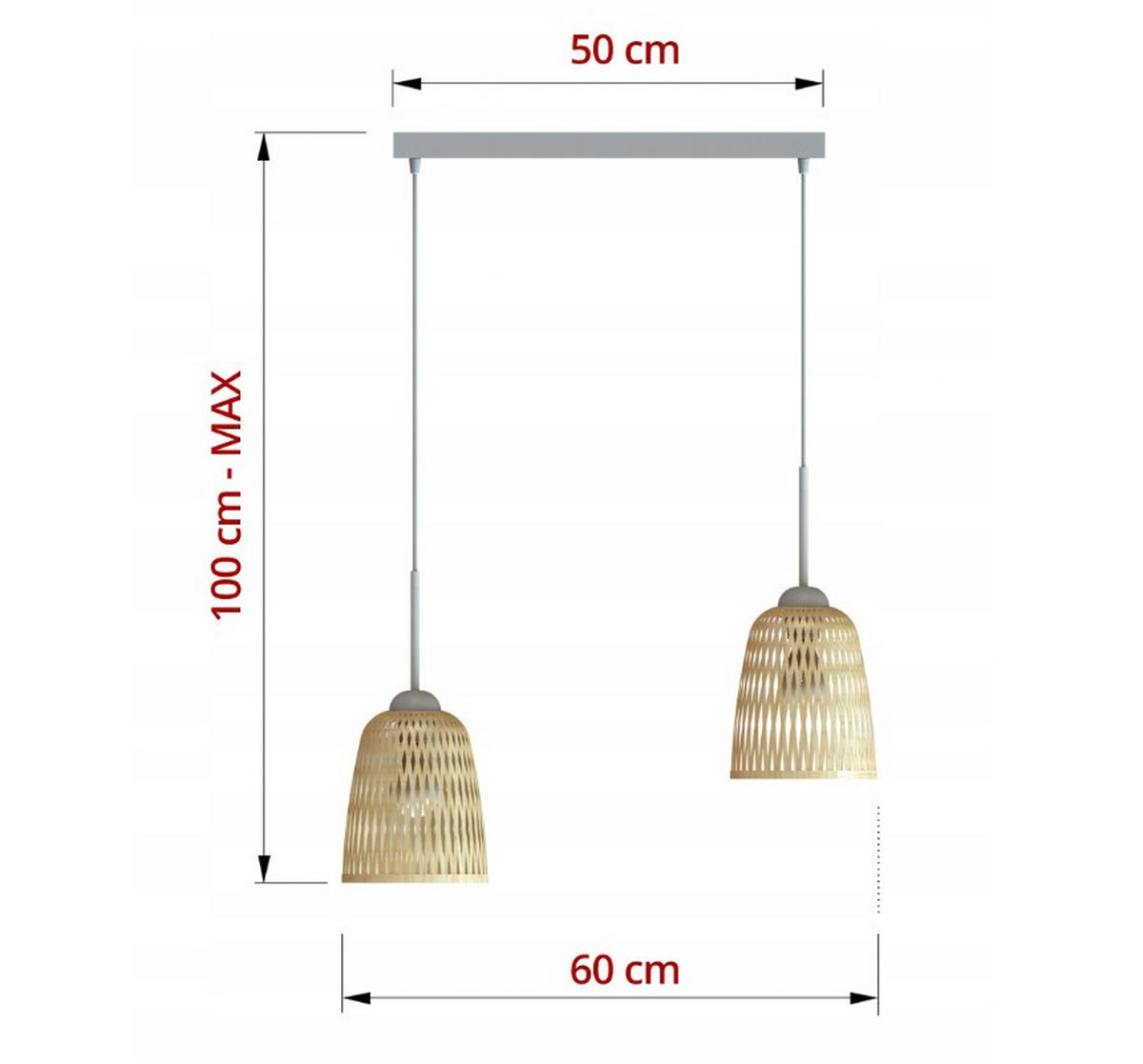 PENDELLEUCHTE BOHO - Schwarz/Weiß, Holz/Metall (17/60/100cm) - kiki design