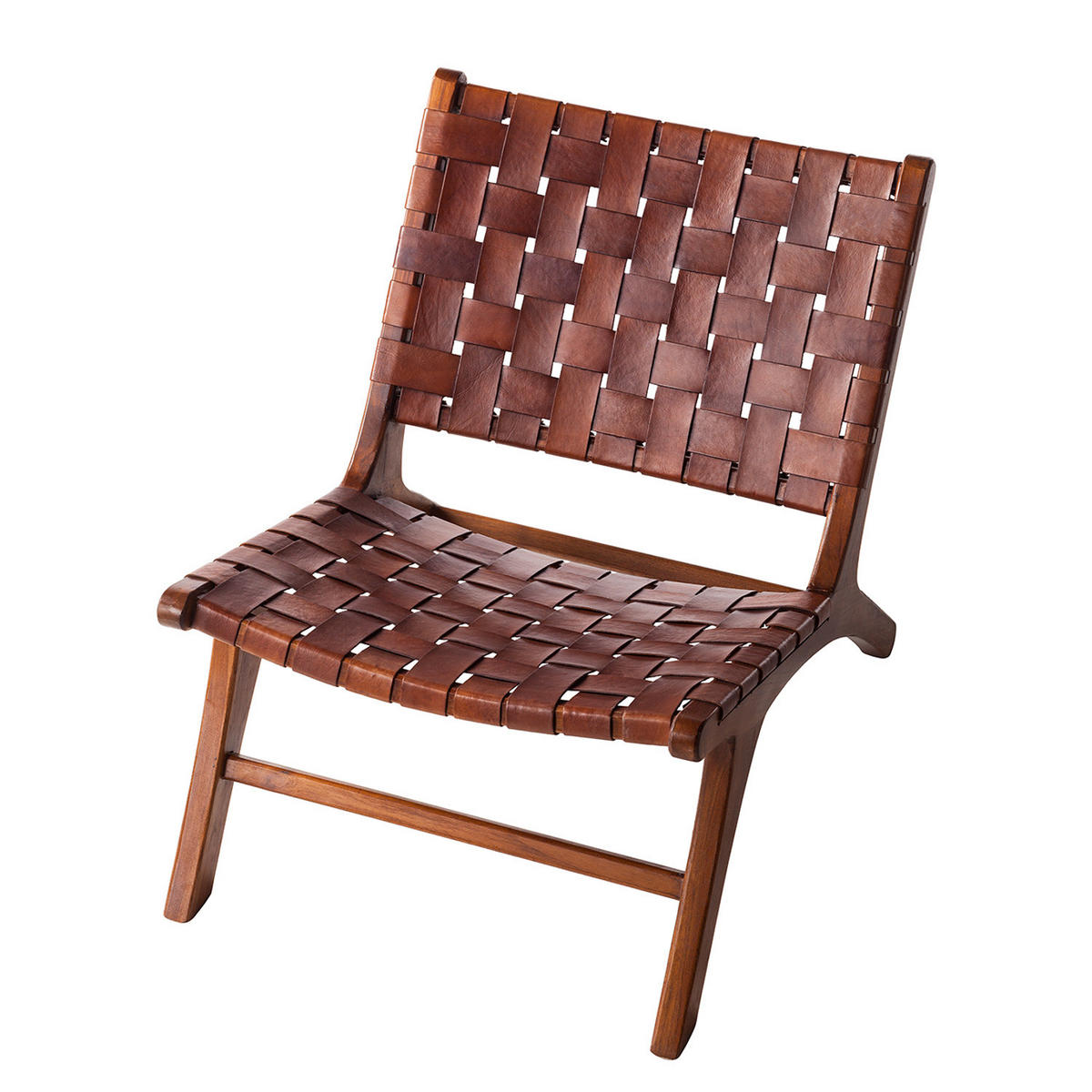 STUHL - Echtleder / Teak massiv - Teakfarben, Leder/Holz (60/68/78cm) - home24