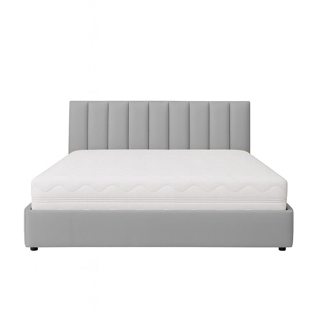 POLSTERBETT mit Bettkasten und Matratze NUBIA, Hellgrau, 180x200 cm - Hellgrau, Textil (180/200cm) - KS Home Concept