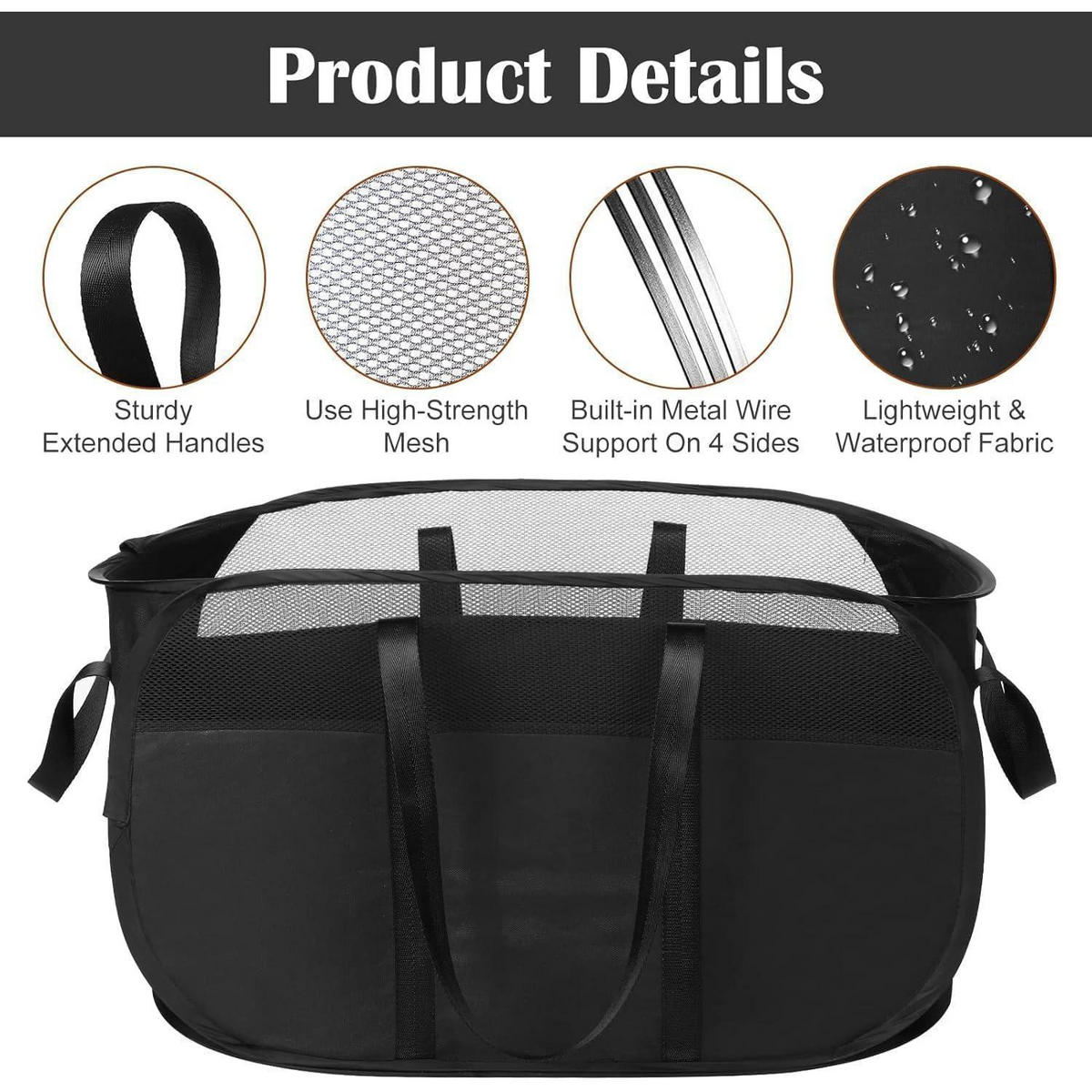 WÄSCHEKORB 2er-Pack faltbar 65 Liter Schwarz - Schwarz, Textil (35/33/58cm)