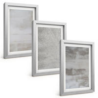 BILDER SET 3er Set - 20x30 cm Silberner Rahmen - Moderne minimalistische Texturen - Silberfarben, Kunststoff (20/30cm) - TULUP