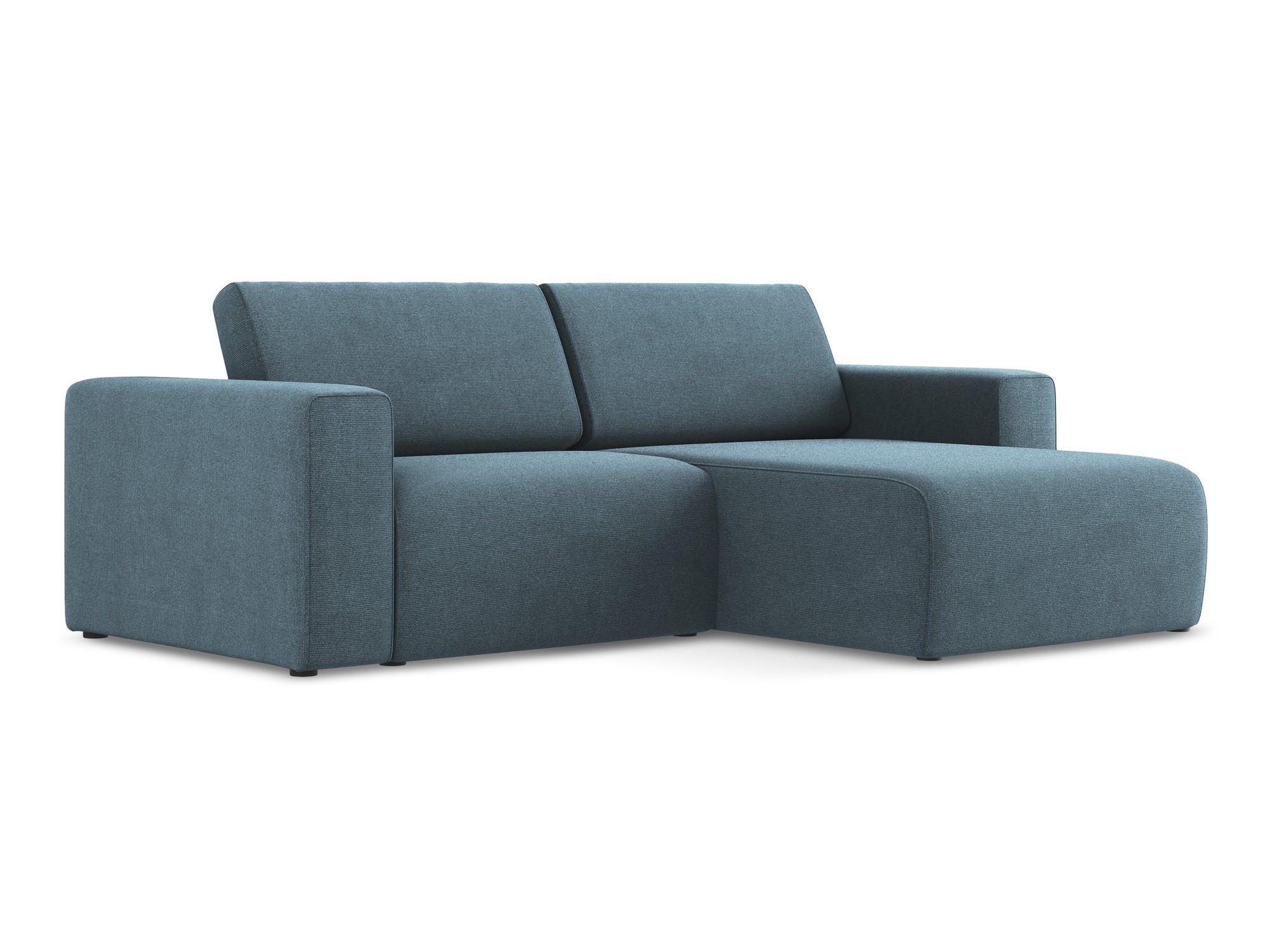 ECKSOFA Rechts Strukturstoff Stoff Blau - Blau/Schwarz, Kunststoff/Textil (224/167cm) - Makamii