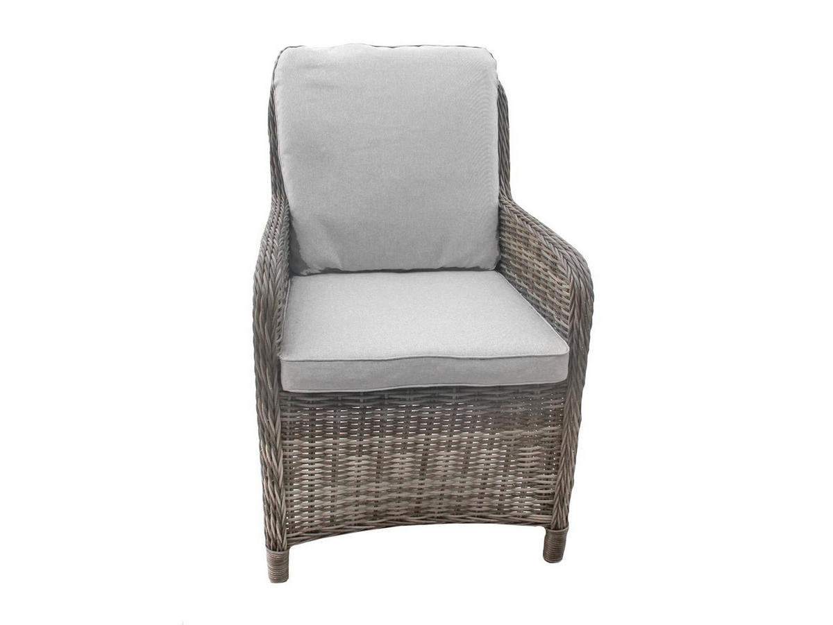 GARTEN-ESSGRUPPE Ria Braun Polyrattan für 4 Personen - Grau, Kunststoff - Green Spirit