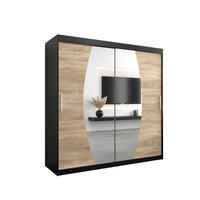 SCHWEBETÜRENSCHRANK 200/200/62 2-türig - Silberfarben/Schwarz, Holz/Kunststoff (200/200/62cm) - Abiks Möbel