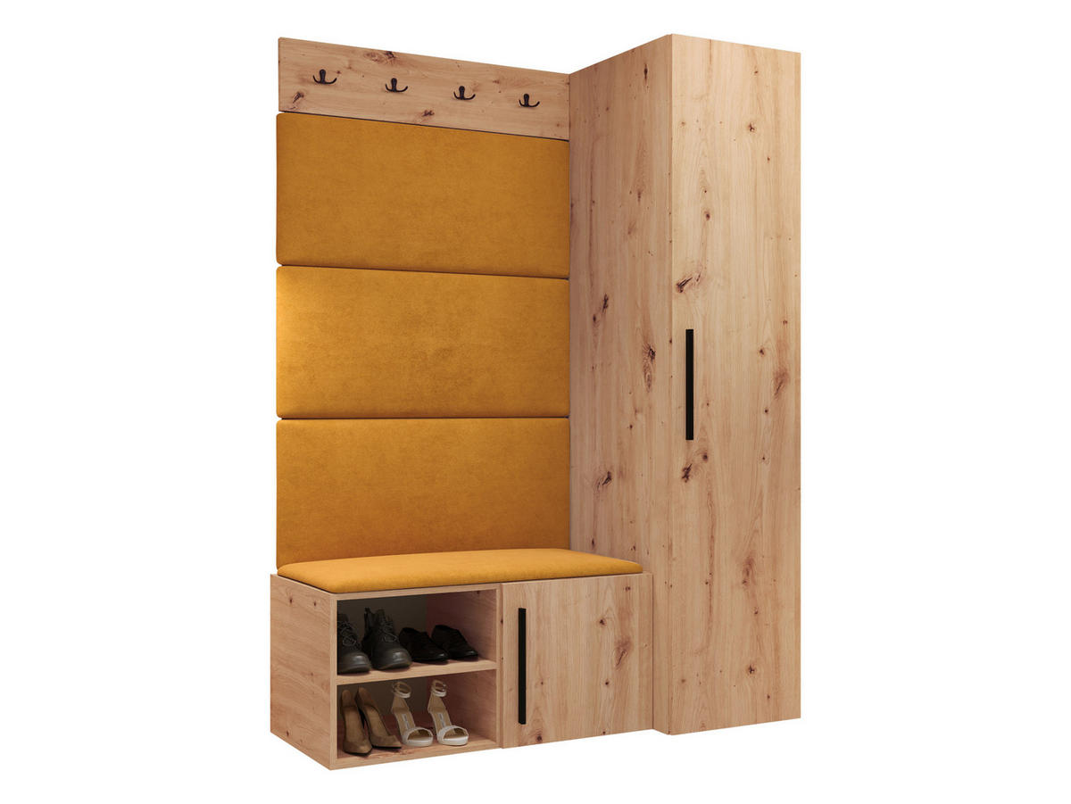 GARDEROBEN-SET Medi II - Schwarz/Orange, Holzwerkstoff/Kunststoff (40/191/50cm) - MIRJAN24