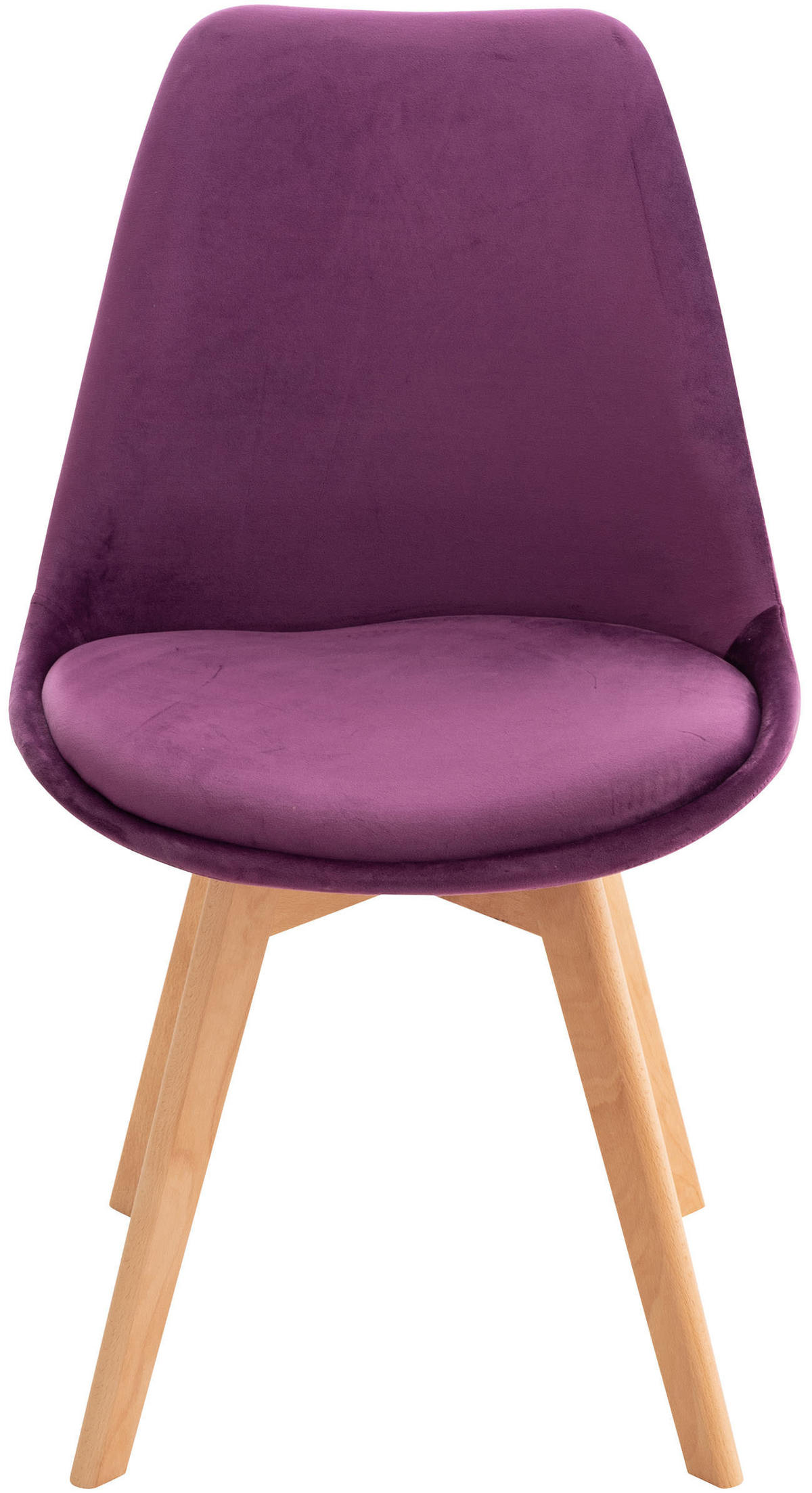STUHL 4er Set Samt lila - Eukalyptusholzfarben/Lila, Holz/Textil (49/83/50cm) - CLP