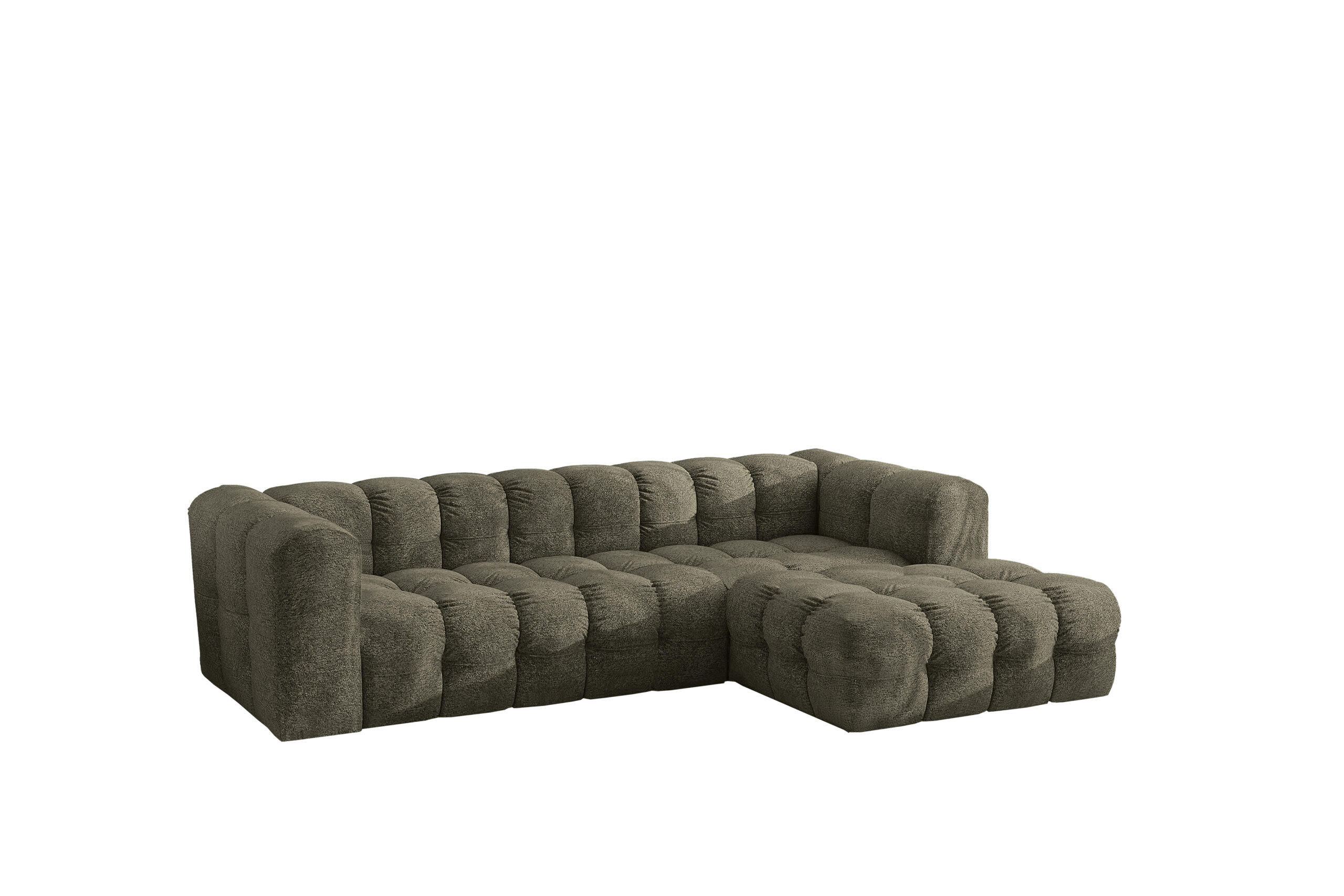 ECKSOFA L-form BALOO L, Chenille-Stoff Arena, Grün, Rechts - Grün, Holz (280/193cm) - Kaiser Möbel