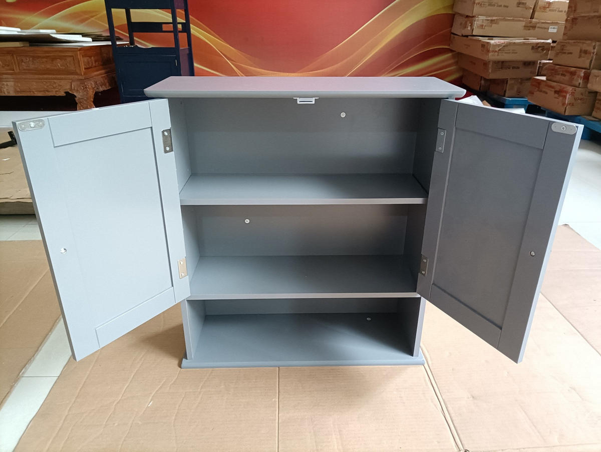 KÜCHENOBERSCHRANK 54,6/19,8/60 cm in Hellgrau mit 2 Türen und verstellbarem Einlegeboden - Hellgrau, Holzwerkstoff (54.6/60/19.8cm) - BEAOK