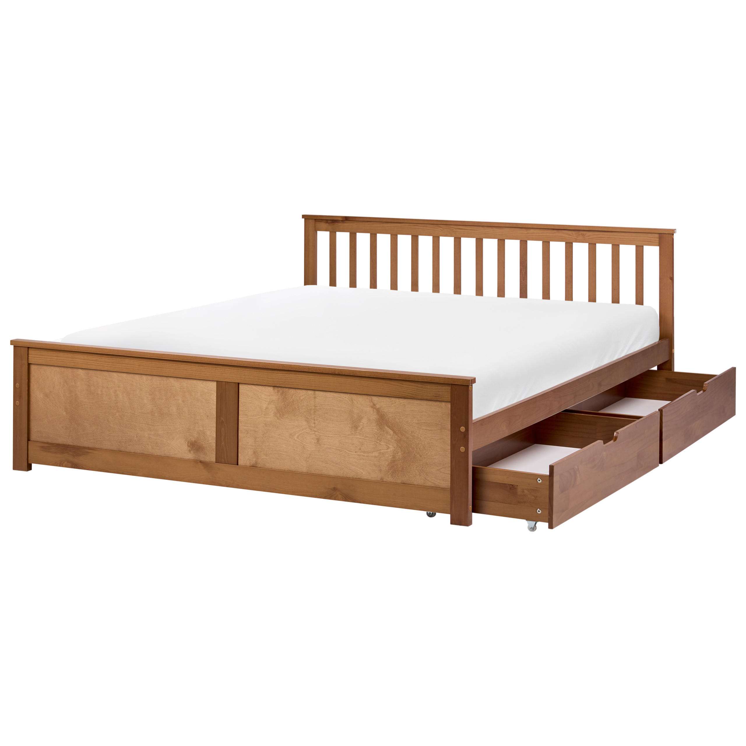 BETT mit 2 Schubladen 180/200 cm Kiefernholz Braun Olendon - Braun, Holz (180/200cm) - Beliani