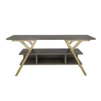 TV Stand Minerva Gold und Wenge - Graubraun, Holzwerkstoff (120/55/35cm) - Decorotika
