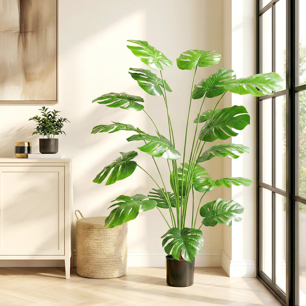 KUNSTPFLANZE DE-16649 150 cm, Monstera deliciosa Grün - Grün, Kunststoff (150cm) - ComfortXL