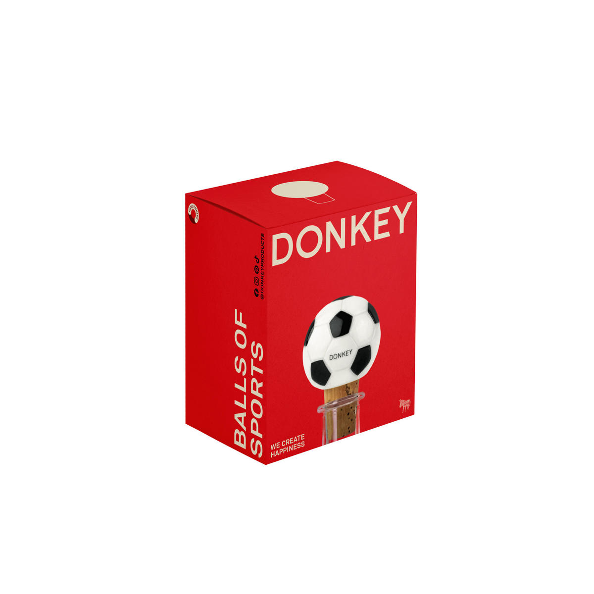 FLASCHENVERSCHLUSS Fußball, Porzellan, Kork, Schwarz-Weiß - Weiß, Keramik (4.5/6.4/4.5cm) - Donkey Products