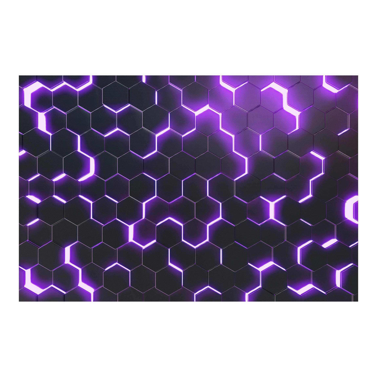 FOTOTAPETE Strukturierte Hexagone mit Neonlicht in Lila 384/255 cm - Schwarz, Papier (384/255cm) - Bilderwelten