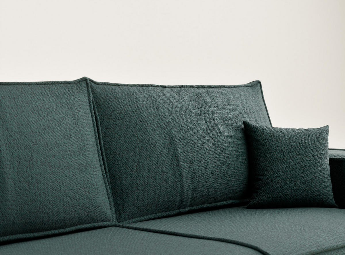 SOFA MIT SCHLAFFUNKTION Milos Grün Webstoff - Schwarz/Grün, Holz/Holzwerkstoff (255/70/105cm) - Maison de Reve