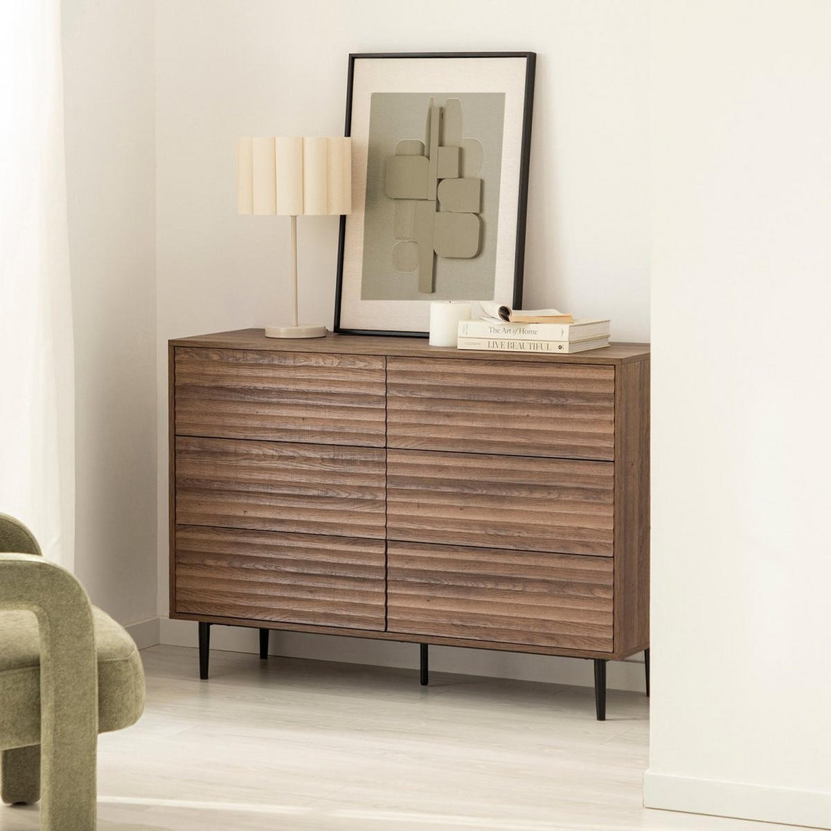 SCHUBLADENKOMMODE DOPPELTE Evoke Walnuss 120 cm x 85 cm - Walnussfarben, Holzwerkstoff (120/85/40cm)