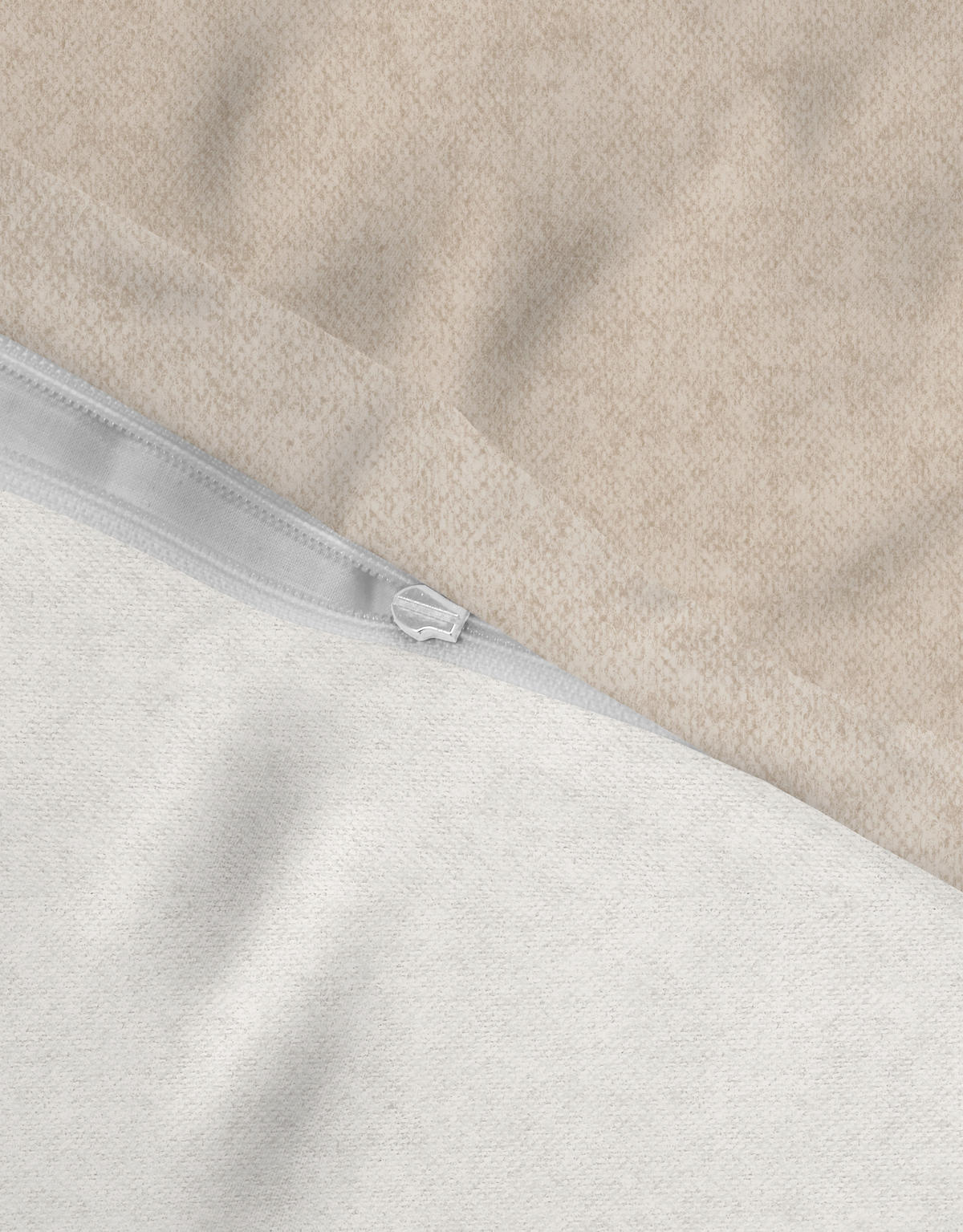 BETTWÄSCHE-GARNITUR Premium Biber Melange UNI kitt, 155x200 cm + 80x80 cm - Beige, Textil (155/200cm) - biberna
