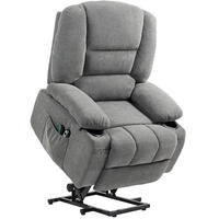 FERNSEHSESSEL Polyester Leinenoptik mit Aufstehhilfe, Massage, Heizung 97/90/102 cm Dunkelgrau - Dunkelgrau, Textil (90/102/97cm) - Redom