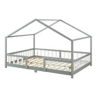 HAUSBETT Treviolo - Hellgrau/Weiß, Holz (120/200cm) - [en.casa]