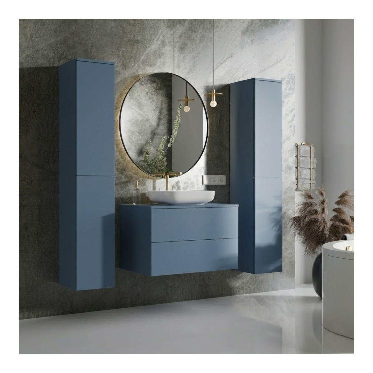 HOCHCHRANK Color 2D 160 Meeresblau - Dunkelblau, Holzwerkstoff (30/160/30cm) - mzm24
