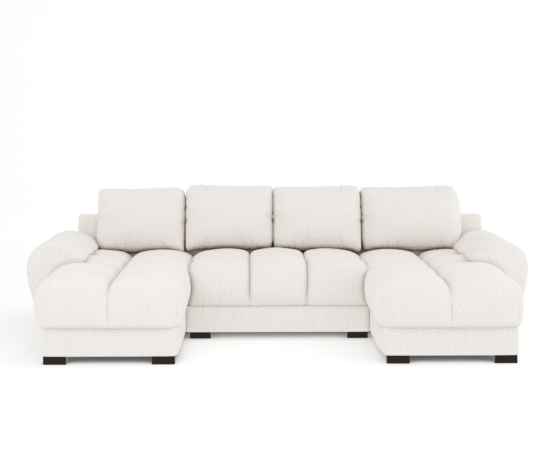 WOHNLANDSCHAFT Peebles Creme Chenille-Stoff - Creme/Schwarz, Holz/Holzwerkstoff (330/90/175cm) - Maison de Reve