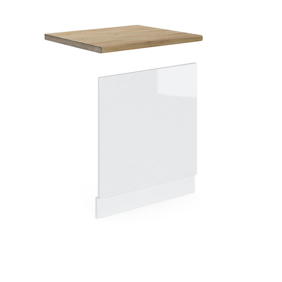 FRONTBLENDE R-Line Weiß Hochglanz 60 cm, AP Eiche - Weiß Hochglanz/Weiß, Holzwerkstoff (60/57.2/1.6cm) - Vicco