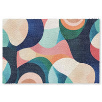 FUSSMATTE Abstrakt - Blau - Rosa Fußabtreter 180x120 cm - Multicolor, Kunststoff (180/120cm) - MuchoWow