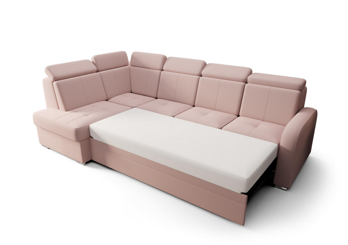 ECKSOFA KONGO RBN11, Eckcouch in L-Form mit Schlaffunktion, Farbe: Gelb, Velourstoff, Ottomane Links - Gelb, Textil (304/180cm) - O-Sofa