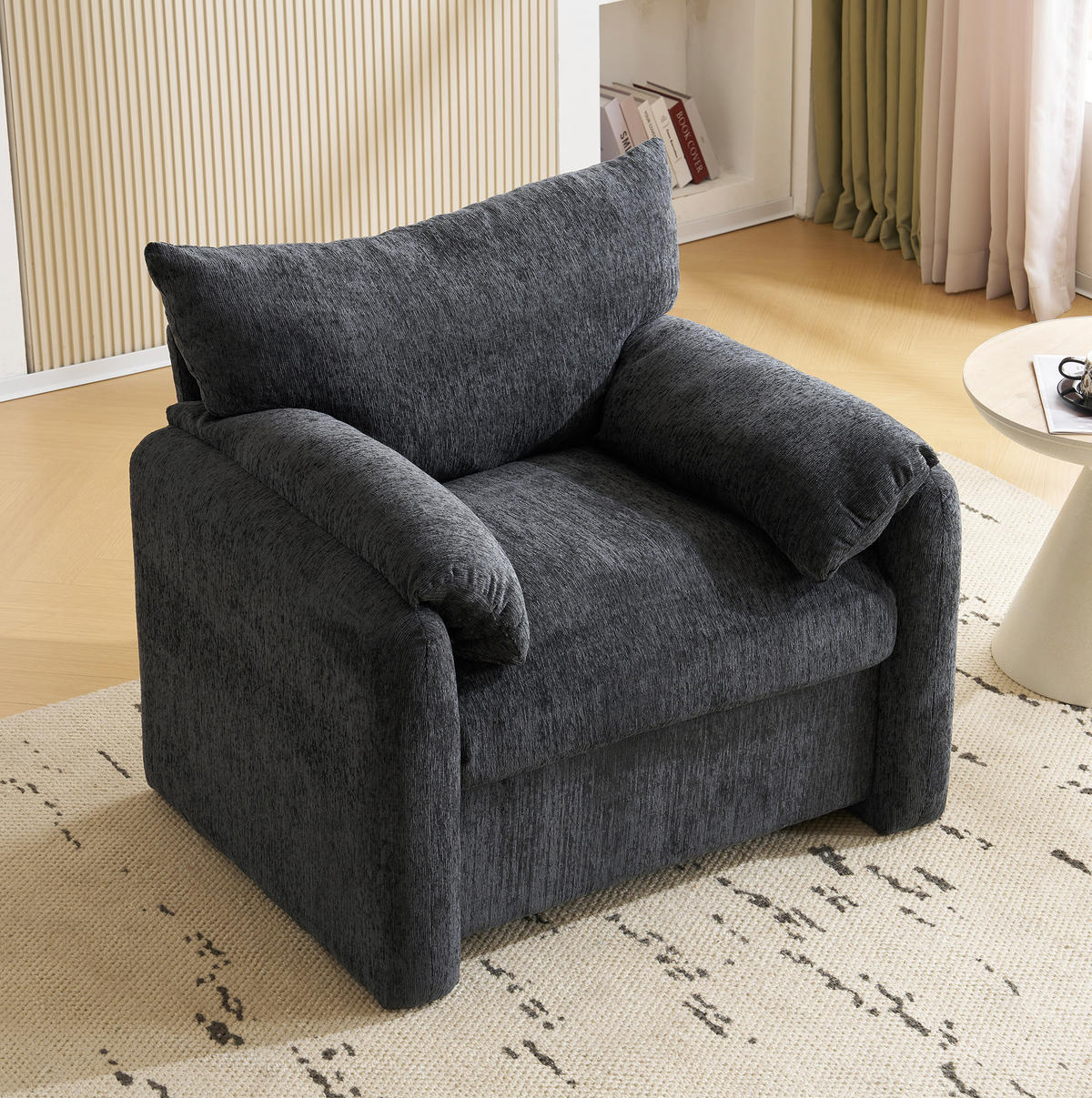 SESSEL 96/82/84 cm aus Chenille in Grau – bis 150 kg belastbar - Grau, Textil (82/84/96cm) - BEAOK
