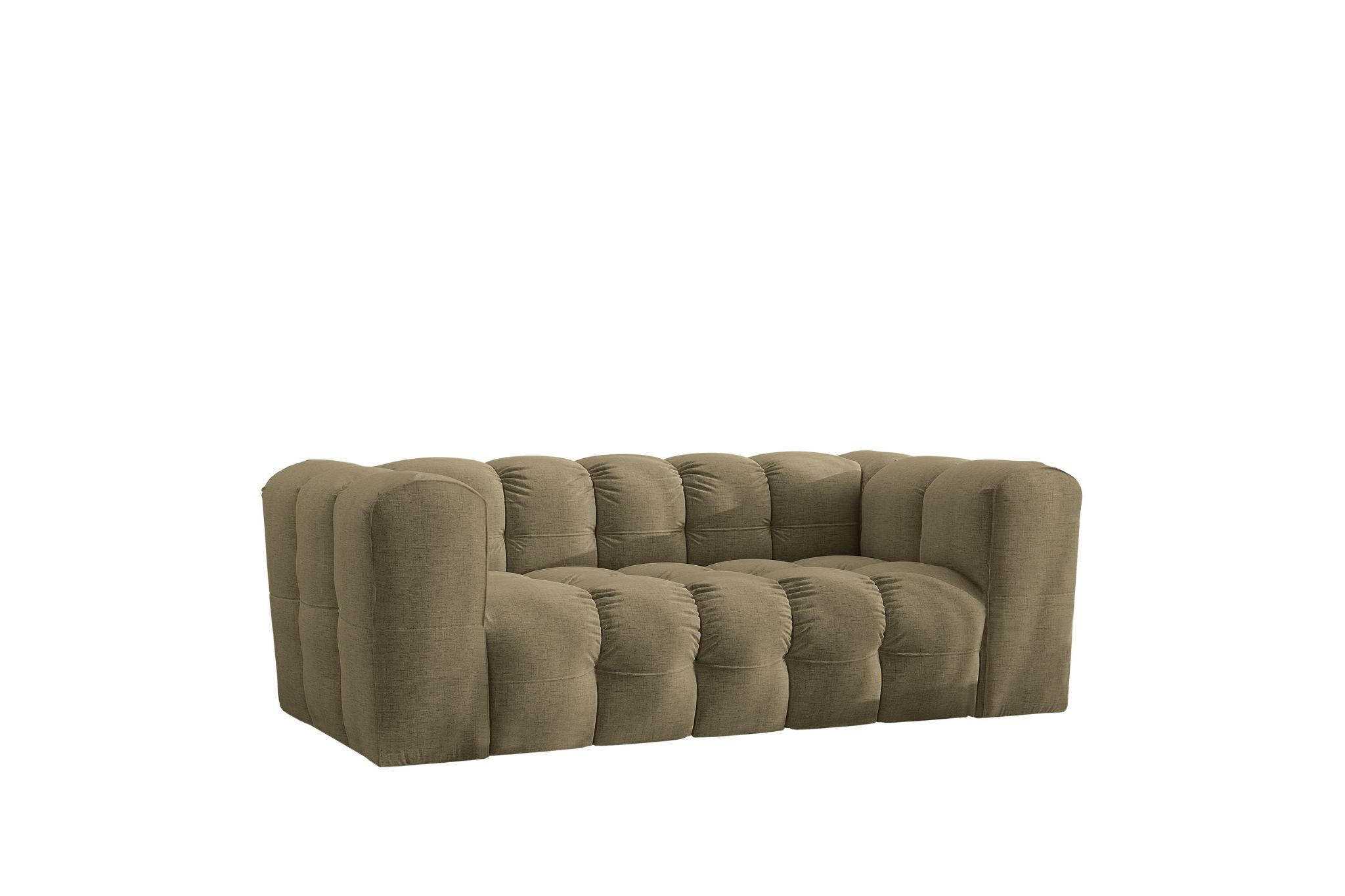 SOFA 2-Sitzer, Komfort, BALOO, Stoff Schenille, Olive - Olivgrün, Holz (196/75/106cm) - Kaiser Möbel
