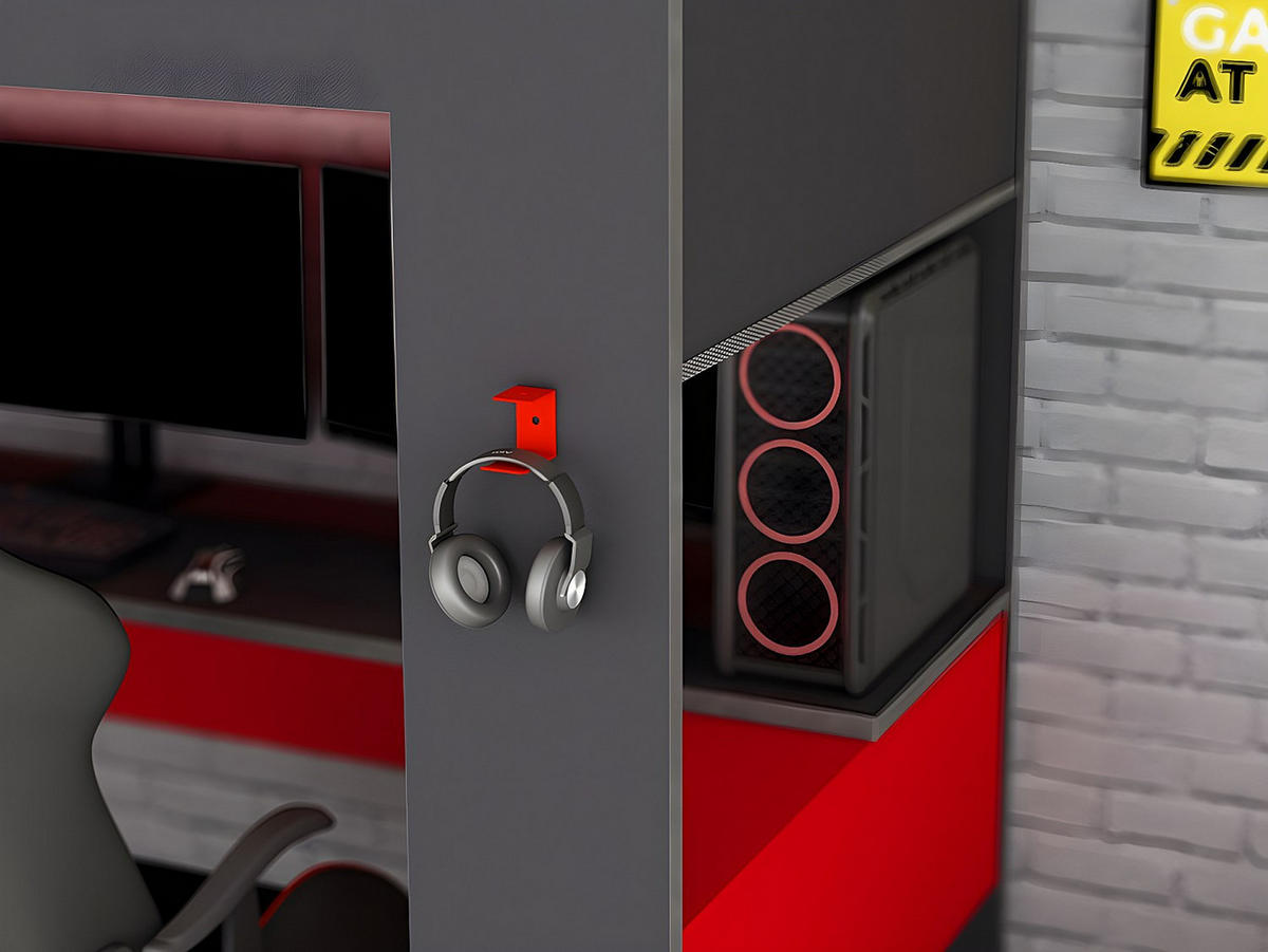 HOCHBETT - 1 -Sitzer - Holzspan - anthrazitgrau, rot - NOAH - Anthrazit, Holz (110/206cm) - Vente-Unique