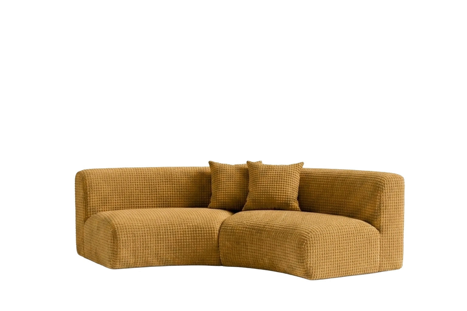 SOFA Round, Chenille-Stoff Cremona, Golden, GRETA - Goldfarben, Holz (294/70/89cm) - Kaiser Möbel