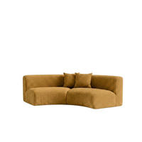 SOFA Round, Chenille-Stoff Cremona, Golden, GRETA - Goldfarben, Holz (294/70/89cm) - Kaiser Möbel