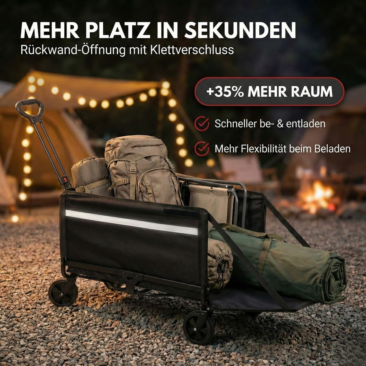 BOLLERWAGEN faltbar 120L - Schwarz, Kunststoff (47/94/86cm) - Albatros