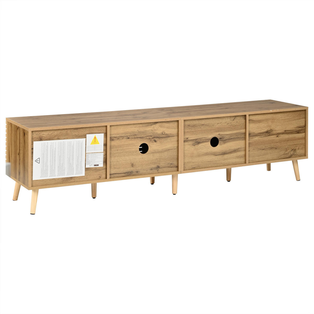 LOWBOARD DE-40462 4 Gittertüren mit Push-to-Open Holzfarbe - Naturfarben, Holzwerkstoff (180/46/40cm) - ComfortXL