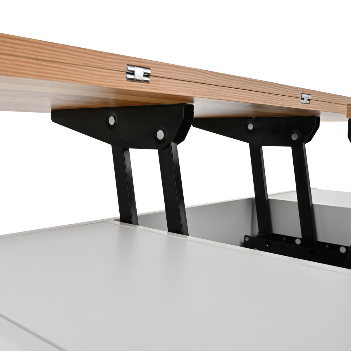 COUCHTISCH 100/50/52 cm mit anhebbarer und ausklappbarer Tischplatte, 4 Schubladen und Rollen, Weiß/Eichefarben - Weiß, Holzwerkstoff (100/50/52cm) - Redom