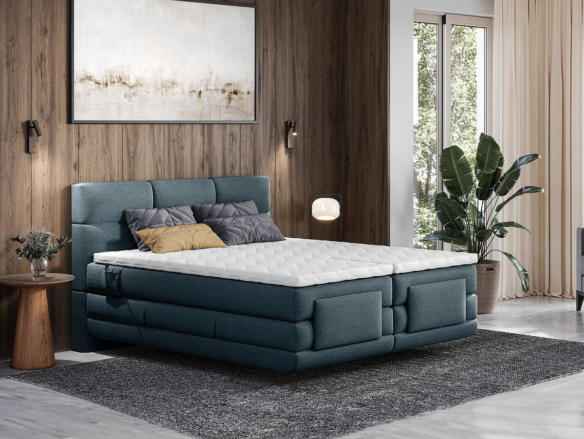 BOXSPRINGBETT - 2 Personen - stoff - blau Lodi - Blau, Textil (90/200cm) - Vente-Unique
