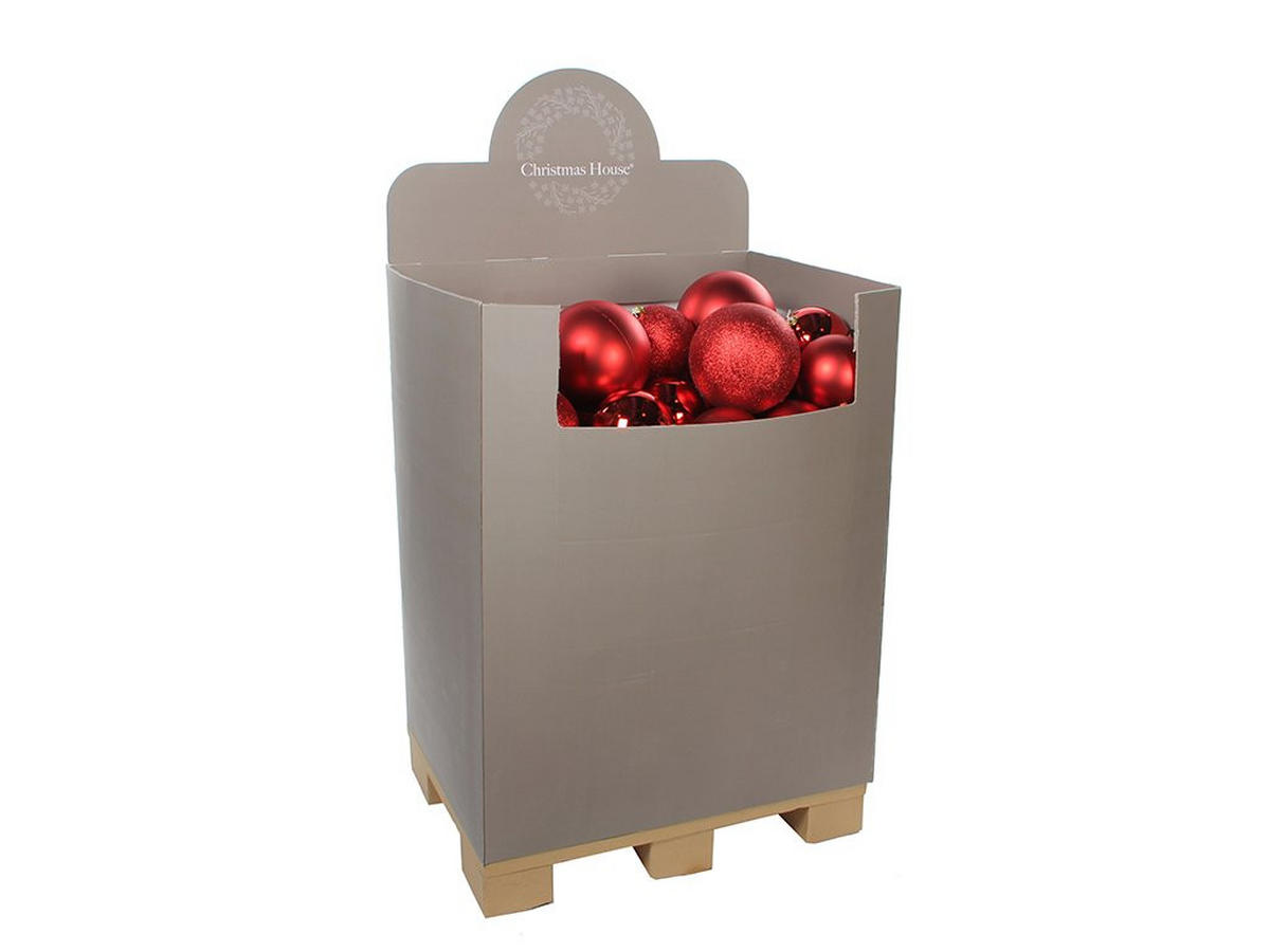 WEIHNACHTSBAUM künstlicher 500 cm, BASIC RED, mit 74-teiligem Weihnachtsbaumschmuck, inkl. Metallständer und Aufbewahrungsbox - Rot/Grün, Kunststoff/Metall (288/500cm) - LAALU