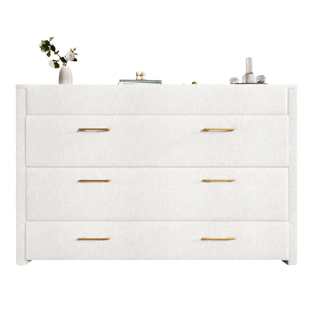 SCHRANKBETT 140/200 cm in Beige Leinen mit Schublade, USB und Type-C - Beige, Holz/Holzwerkstoff (140/200cm) - WISHDOR