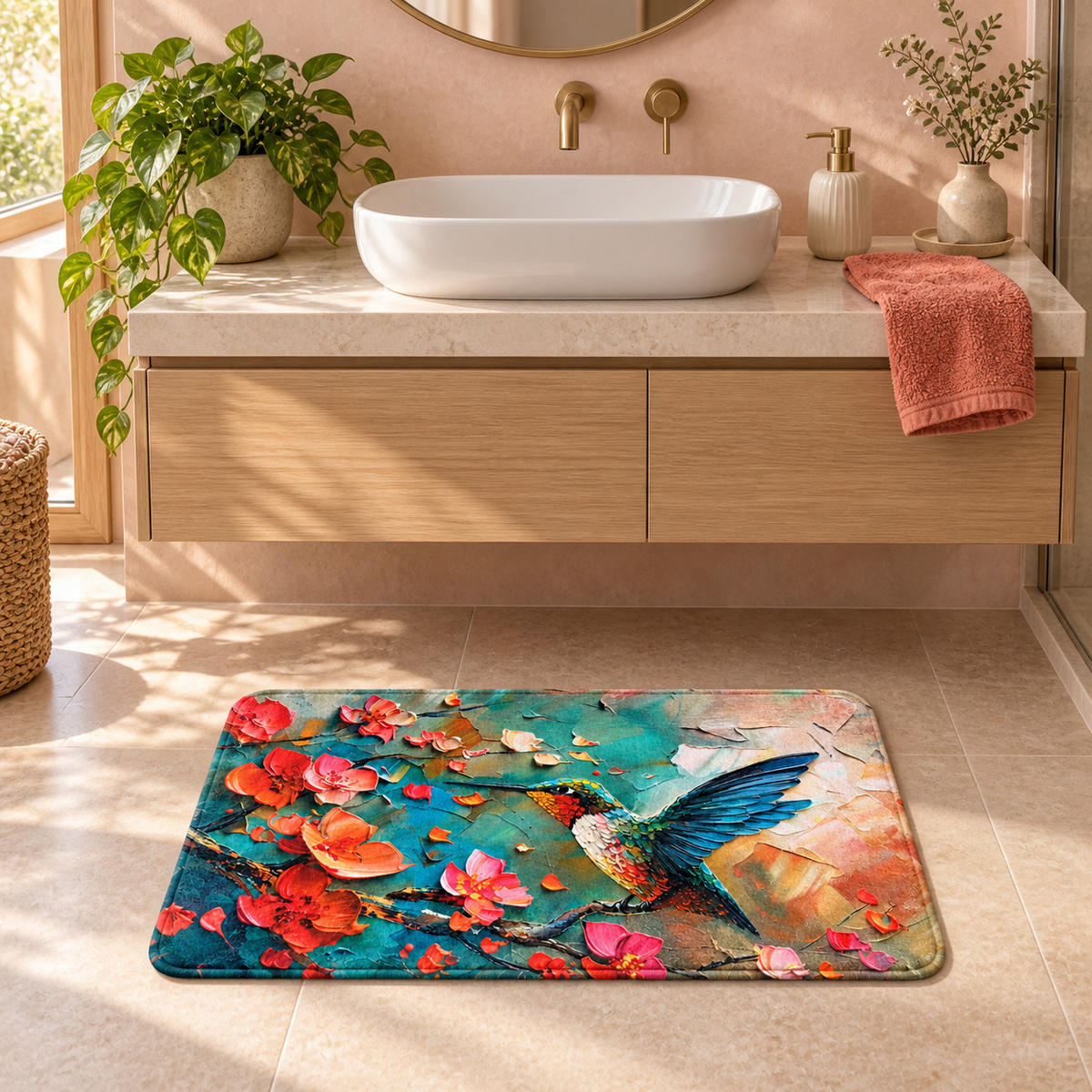BADTEPPICH Petalo 70 x 110 cm - Rosa, Textil (70/110cm) - Sanilo