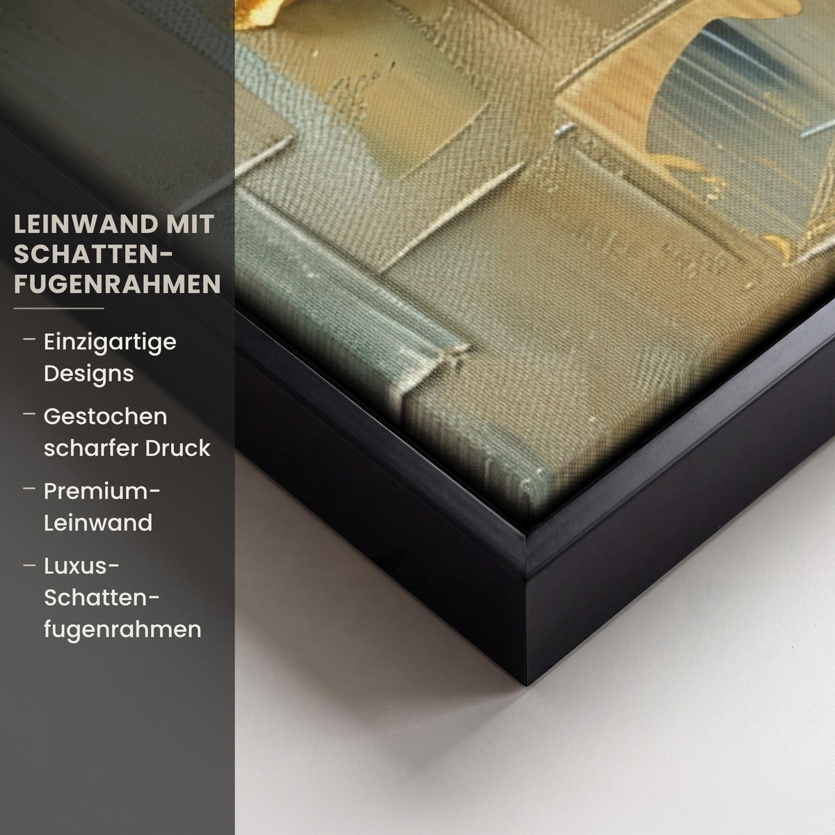 LEINWAND Bilder mit Rahmen - Baum - Abstrakt - Natur - Kunst - 50x50 - Goldfarben, Textil (50/50cm) - MuchoWow