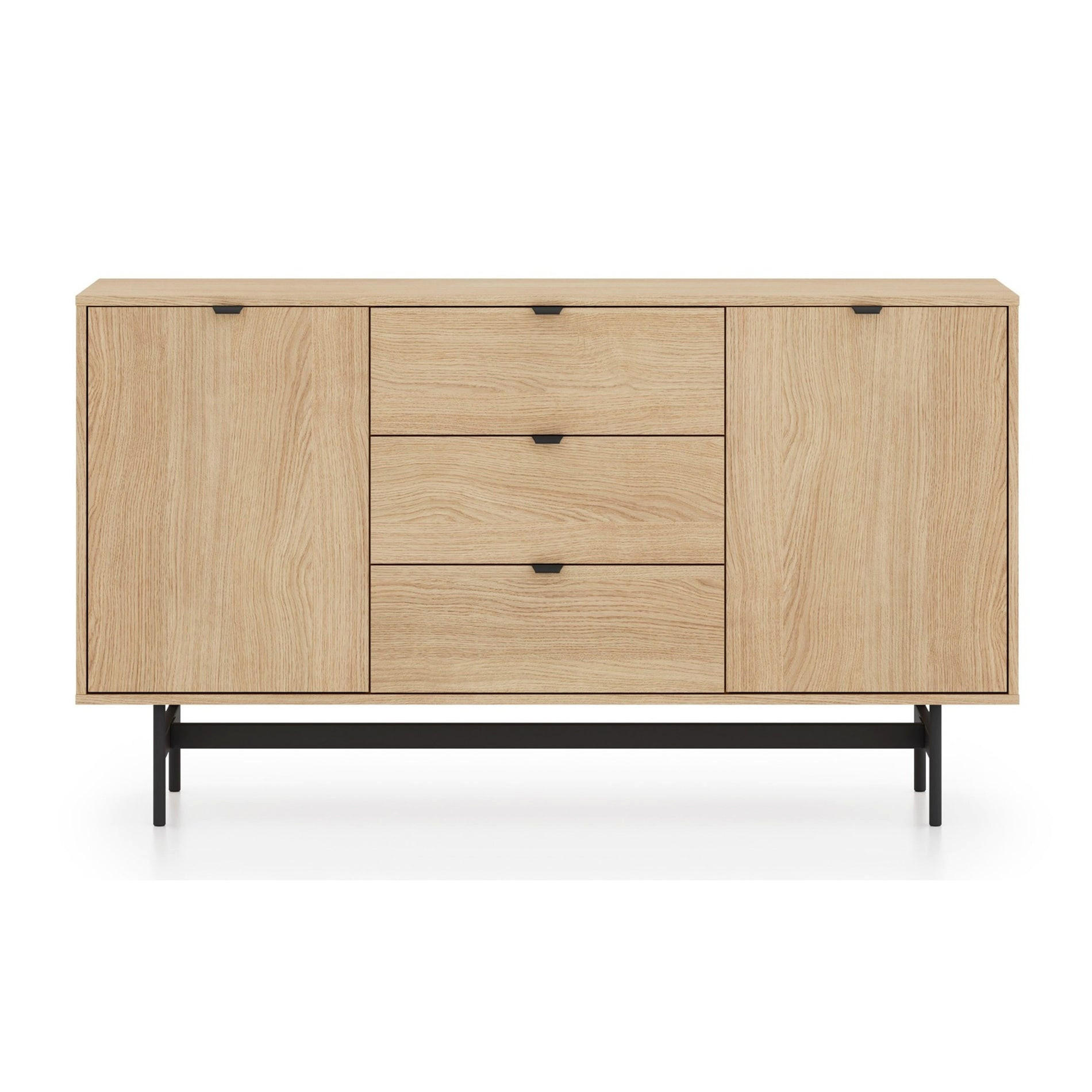 KOMODA Heggers 2-dverová 150 cm - čierna/farba duba, kov/kompozitné drevo (150/85/40cm) - Selsey