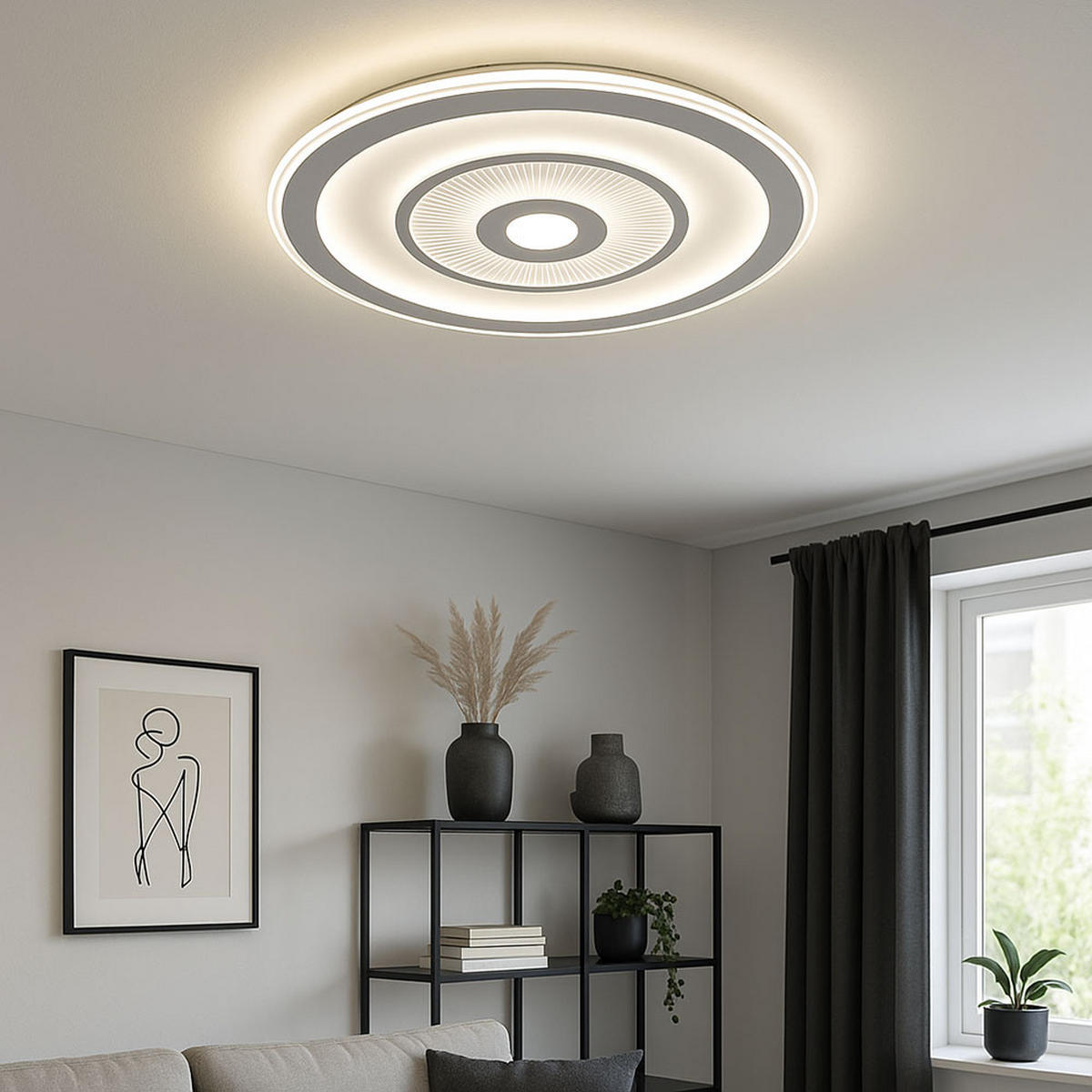 LED DECKENLEUCHTE Rund Weiß - Weiß, Metall (50/50/6cm)