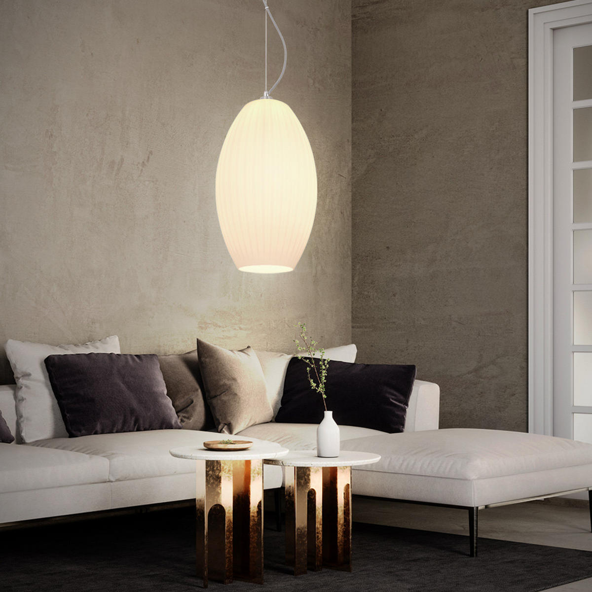 LED HÄNGELEUCHTE Glas Weiß Nickel-matt - Weiß, Glas (28.5/28.5/120cm) - Globo Lighting